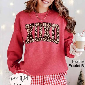 XOXO Heavyweight <b>Mock</b> <b>Neck</b> Sweatshirt Leopard Print Sorority Greek Apparel - Product Image 4