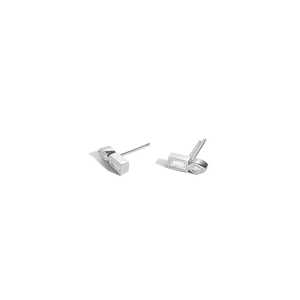 Boucles d'oreilles clous en or massif 14 carats avec diamants taille baguette, sertissage minimaliste, pour usage quotidien féminin, prix usine B2B - Product Image 2