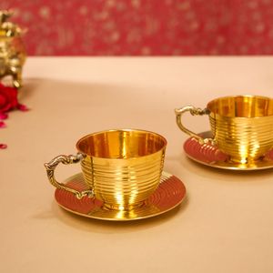Vintage Luxury Copper Tea Coffee <b>Mug</b> <b>Set</b> with Hammered Saucer Handmade Cup for Home Hotel Restaurant Dining and Gift Collection - Product Image 1