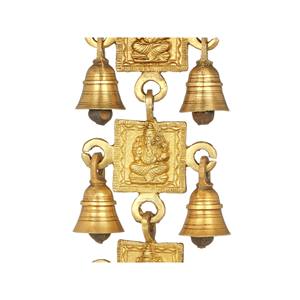 Cloches murales en laiton Ganesha de 17 pouces fabriquées à la main en Inde pour décoration murale ou cadeau - Product Image 3