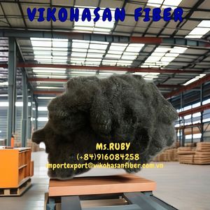 Fibre 100 % recyclée 6D noire solide et sèche, très demandée, de l'usine Vikohasan et fibre GRS pour la fabrication de fil non tissé et de géotextile. - Product Image 3