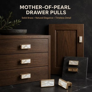 Poignées de tiroir modernes en laiton écologique avec incrustation de nacre, style perles, installation facile pour meubles - Product Image 2