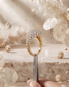 Wholesale Custom 14K Gold Diamond Pave <b>Dome</b> Signet <b>Ring</b> Luxury Iced Out Cluster Statement <b>Ring</b> OEM ODM Jewelry Manufacturer - Product Image 2