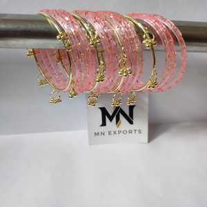 Pulseras rosas de cristal estilo Jhumki de Cachemira, juego de pulseras para novias, bodas y fiestas, precio mayorista premium, artesanía en cristal. - Product Image 1