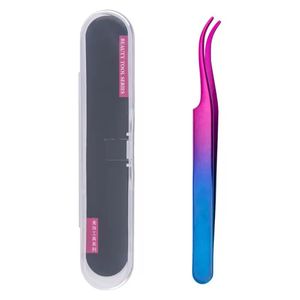 Ensemble de pinces à cils en acier inoxydable de précision, pointes lisses, couleurs dégradées rose, violet, bleu, pour usage beauté - Product Image 6