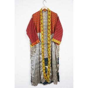 India Handmade Luxury Romantic Belt Waist Beachwear Loungewear Gift Boho 100% Silk Sari Kimono <b>Robe</b> <b>Womens</b> Wrap Summer - Product Image 6