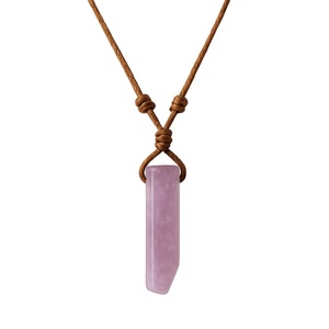 Natural Crystal Unshaped Pendant Necklace with Adjustable <b>Rope</b> <b>Chain</b> for Men and Boys - Product Image 3