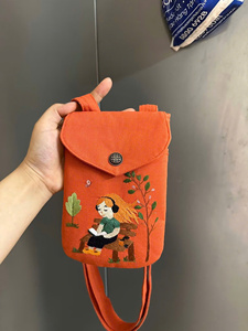 Vintage Embroidered Waterproof Linen Wallet <b>Mini</b> Crossbody Purse Zipper Cotton Floral Canvas Coin Bag for Women Travel Gift - Product Image 2