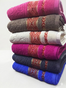 Jacquard Mix and Match 6-Piece Cotton Woven Solid Fancy Border Border Face Hand Bath <b>Towel</b> <b>Sets</b> for Home Spa - Product Image 2