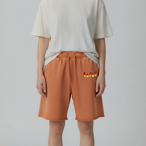 High Quality 100% Cotton <b>Women's</b> <b>Shorts</b> Custom Silk Screen Printing logo 300gsm Vintage Style Elastic Waist High Waist - Product Image 3