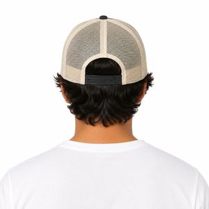 Gorra Trucker de Mezclilla Negra para Hombre con Malla Beige en la Parte Trasera, Ajustable, de 5 Paneles, Estilo Casual, para Primavera/Verano, con Bordado 3D - Product Image 3