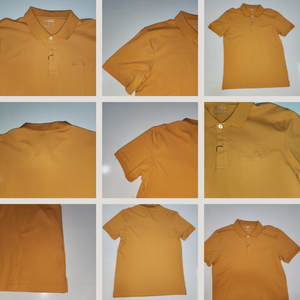 เสื้อโปโลผู้ชายสีพื้น ผ้าถัก แขนสั้น ทรงปกติ สีเหลืองมัสตาร์ด คุณภาพสูงจากเวียดนาม - Product Image 2