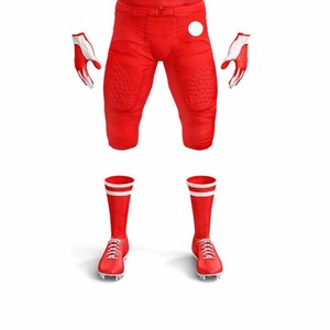 Men's Red American Football Pants With <b>Padded</b> Protection And Matching Gloves Socks Shoes Set All Seasons Regular Fit - Product Image 1