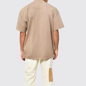 T-shirt décontracté pour homme en coton 100% noir, tricoté, surdimensionné, style sportif, effet usé, streetwear - Product Image 4