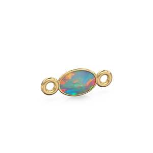 Ethiopian Opal 18k Solid Gold <b>Spacer</b> Connector / Handmade Bracelet Finding / Necklace Gold Findings / Fire Gemstone 4x6MM - Product Image 6