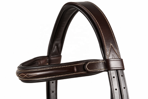 Brida de Cuero Marrón Oscuro de Primera Calidad con Costuras en Contraste, Correas Ajustables y Diseño Ecuestre Elegante, Equipo para Caballos - Product Image 2