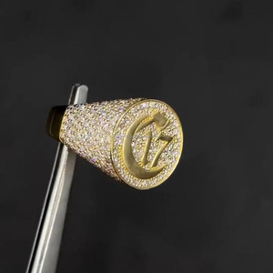 Round Cut Moissanite Diamond Chapter17 Number Hip Hop Engagement <b>Ring</b> Iced Out Style <b>Statement</b> <b>Ring</b> 925 Sterling Silver Jewelry - Product Image 2