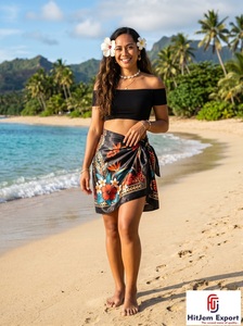 Pareo Hawaiano de Satén Tejido con Estampado Floral Tropical, Ligero, para Playa, Verano, para Niños, Fabricante de Telas Personalizadas, OEM - Product Image 5