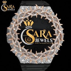 Luxurious Quartz Analog Business <b>Watch</b> Stylish <b>Skeleton</b> Moissanite Diamond Square Luxury Fashion Leather Glass Hip Hop - Product Image 1