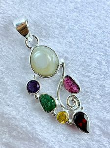 Colgante de diseñador con múltiples gemas naturales y engaste de bisel, joyería de plata de ley 925 para cada ocasión. - Product Image 2