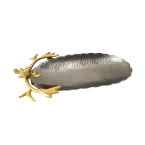 Elegant Hammered Stainless Steel Oval <b>Tray</b> Perfect For Home Hotel Table Decorative Food <b>Snacks</b> Serving <b>Tray</b> In Reasonable Price - Product Image 6