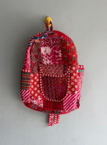 Sac à dos bohème en coton avec motif géométrique, plusieurs poches, fermeture à glissière, 15 pouces, sac à dos unisexe souple pour la journée, cadeau - Product Image 1