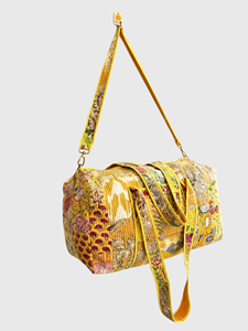 Sac de voyage week-end jaune à motif floral avec fermeture éclair, grande capacité, sac fourre-tout de voyage - Product Image 2