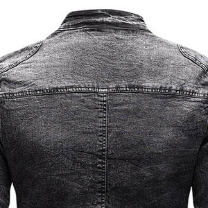 Veste en jean noire de qualité en gros, couleur unie, style décontracté, pour garçons et hommes, avec poches latérales, collection 2026 - Product Image 6