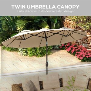 <b>Large</b> 9.5\" Outdoor Market <b>Umbrella</b> with Push Button Tilt Crank Double Sided 3 Air Vents & 12 Ribs for Patios - Product Image 6