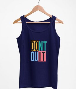 Débardeur bleu marine pour femme avec imprimé coloré « Don't Quit », col rond, sans manches, vêtement décontracté pour l'entraînement, 100 % coton tricoté respirant - Product Image 4