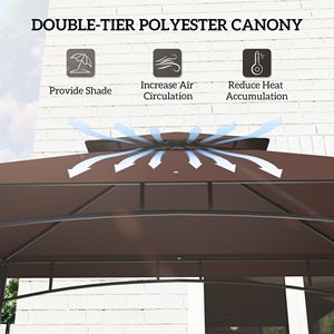 Gazebo BBQ da Esterno Marrone Scuro 8x5 con Tetto a 2 Livelli, 2 Ripiani Laterali, Cesti Portaoggetti e Ganci per Soffitto - Categoria Prodotto: Pergola Gazebo - Product Image 4