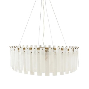 Lustre moderne en laiton avec tiges en verre blanc, luminaire suspendu circulaire pour la décoration de la maison, design durable, lumières de Noël - Product Image 3