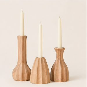 Wholesale Minimalist Wooden Candle Holder Set Of 3 Natural Mango Wood Taper Candle Stand For Modern Farmhouse Home Decor - Product Image 1