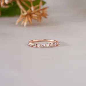 Minimalist womens jewelry elegant <b>thin</b> <b>ring</b> for engagement wedding daily wear gifting Rose gold diamond band <b>ring</b> - Product Image 1