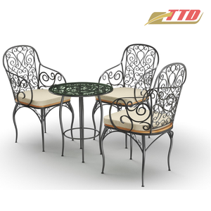 Luxury Outdoor Wrought Iron <b>Table</b> and Chairs Decorative Garden Furniture for Villas Estates and Resort Projects - Product Image 2