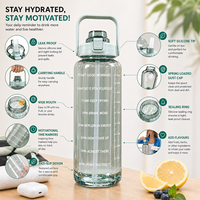 Bouteille d'eau en plastique de qualité supérieure avec couvercle, bouteille minérale vide réutilisable pour un usage quotidien 2000 ml