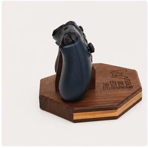 Wooden <b>Controller</b> <b>Stand</b> For Xbox And PlayStation <b>Controllers</b> Polygon Shape Engraved Design Table Top Storage Organizer - Product Image 3