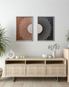 Art en bois pour salon, décoration murale sculpturale, décoration murale design, centre de table mural contemporain, décoration murale minimaliste de luxe - Product Image 2