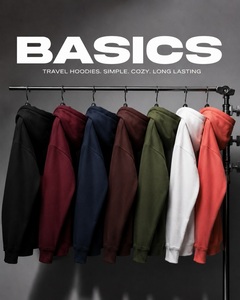 Sudadera con Capucha Negra de Punto para Hombre, Sudadera con Capucha de Color Sólido para Ropa Urbana Personalizada y Suministro al por Mayor - Product Image 4
