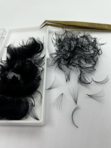 Extensiones de Pestañas Pre-fabricadas Vietnam 10D-20D, Fans de Pestañas Promade con Base Puntiaguda, Bandejas de Pestañas de Cachemira Negro Mate, Caja Ecológica - Product Image 3