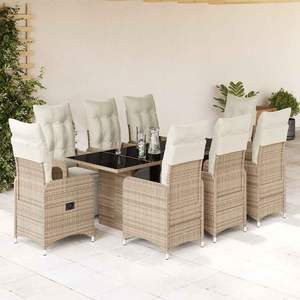Grand ensemble bistrot réglable en rotin PE avec repose-pieds, ensemble de jardin marron - Product Image 1