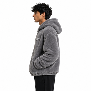 High Quality Custom Sherpa Fleece Hooded <b>Jacket</b> Zip Front Oversized Custom Logo Winter Streetwear Casual Men's Hoodies B2B USA - Product Image 3
