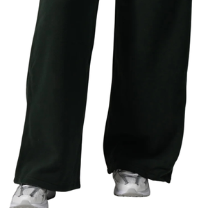Pantalon de survêtement ample vert foncé pour femme, coupe décontractée, en molleton doux, avec taille élastique, idéal pour la détente, l'entraînement et la gym - Product Image 4