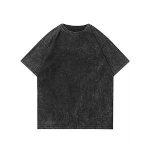 Camiseta de cuello redondo personalizada para hombre, de alta calidad, 100% algodón, ecológica, de corte regular, gruesa, gris, con lavado ácido. - Product Image 6