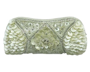 Satin <b>Clutch</b> Bag with Flower Embellishment for Evening Party Lowellcraft From Delhi - Product Image 1