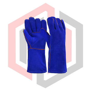 Guantes de Trabajo de Cuero Azul para Soldadura, con Puño de Seguridad, Antivibración, Anticorte, Resistentes al Calor y al Fuego, Textura Suave - Product Image 1