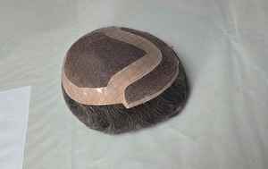 Perruque Toupet Mono Front Lace Taz en Cheveux Remy Chinois de Qualité Supérieure, Trame Simple, avec Ondulations Profondes Naturelles - Product Image 5