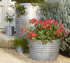 Heavy Duty <b>Large</b> Size Galvanized Copper Outdoor Garden Decorative <b>Plants</b> Care <b>Large</b> Planters Set of 3 - Product Image 3