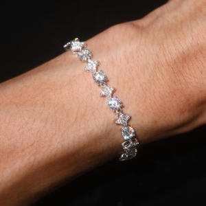 Bracelet en argent sterling certifié Moissanite Star Link, chaîne de poignet de luxe sertie de pierres, bijoux fins brillants unisexes, style cadeau - Product Image 4