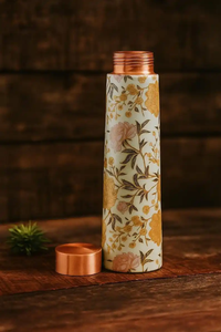 Floral Printed Pure <b>Copper</b> <b>Drinking</b> Water <b>Bottle</b> with Mirror Polish Finish Eco Friendly Metal <b>Bottle</b> for Healthy Water Storage - Product Image 2